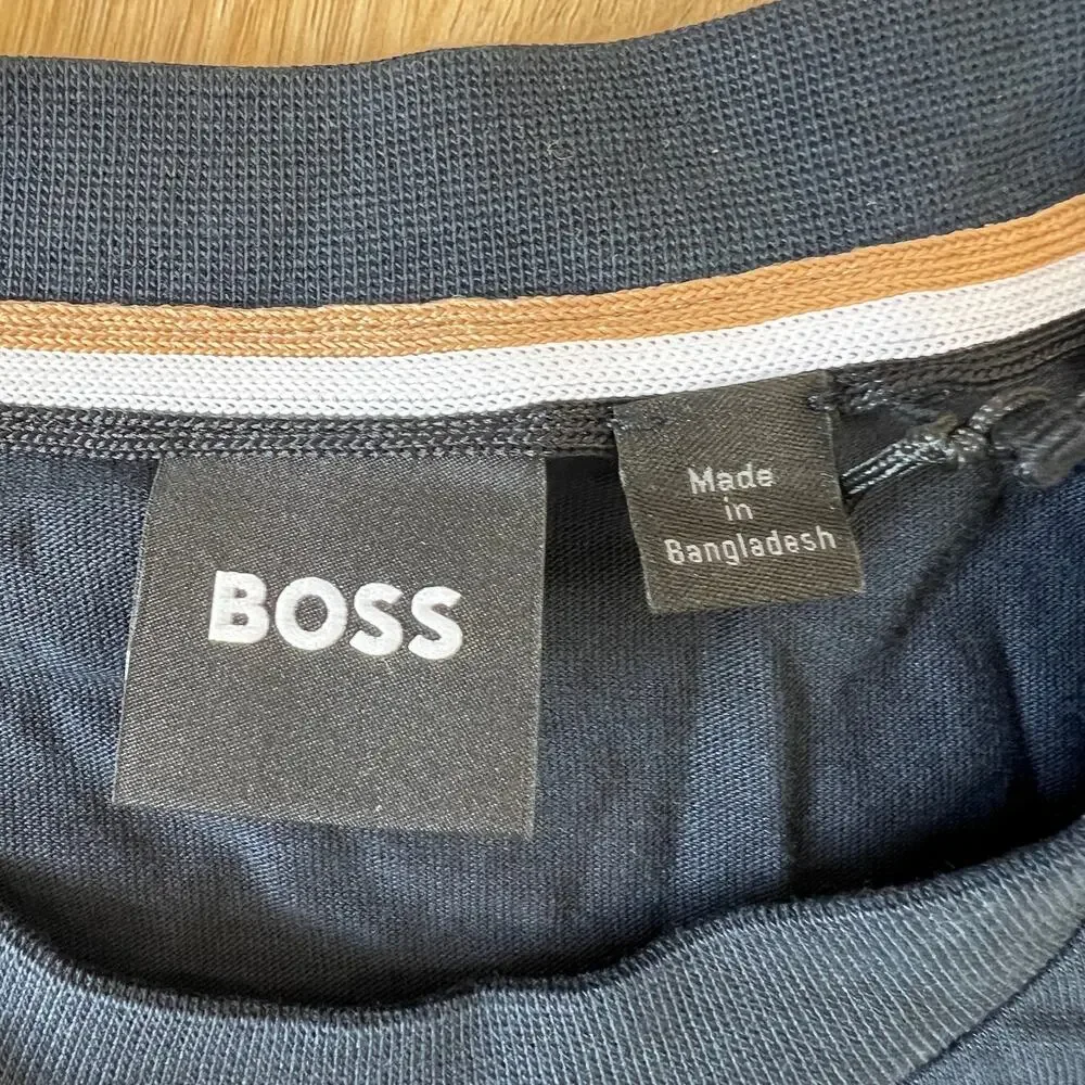 HUGO BOSS Men's Logo-Artwork T-Shirt In Cotton Jersey Size L In Dark Blue